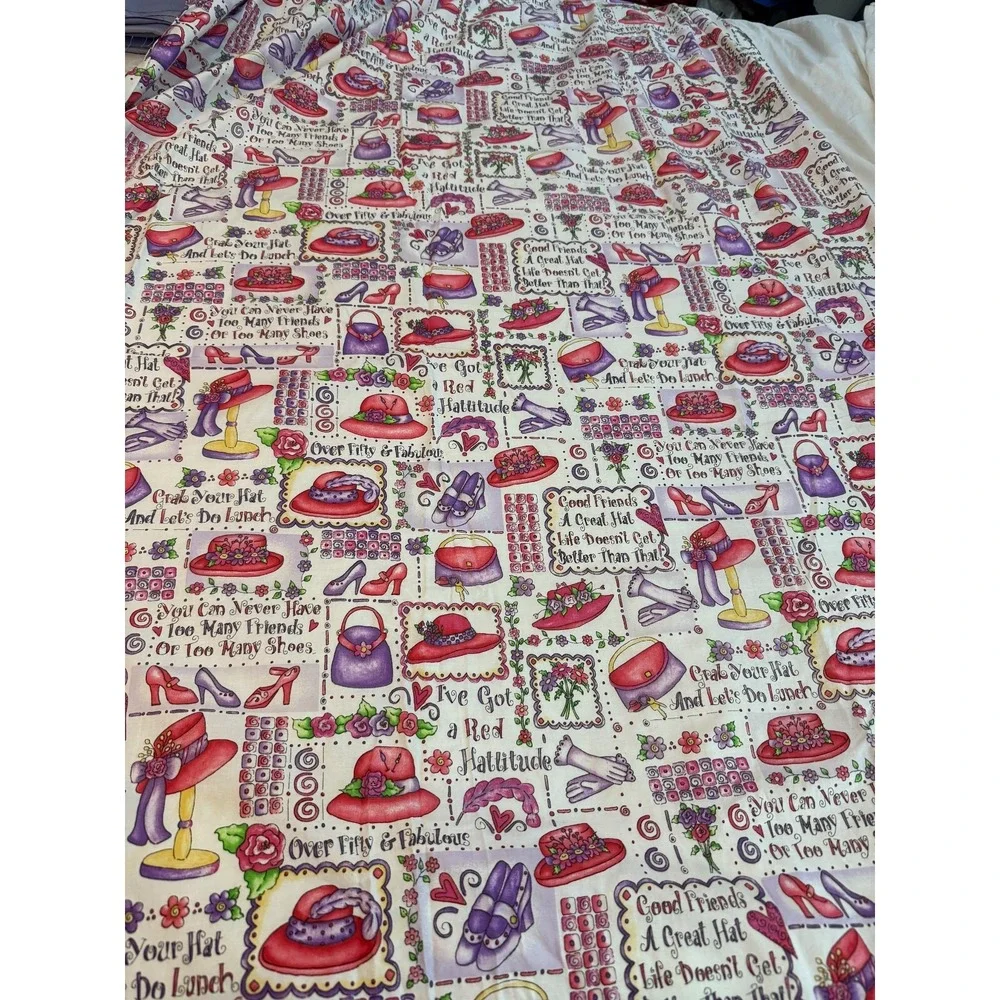 Vintage‎ Dianna Marcum Hats Friends Shoes Ladies Lunch Cotton Fabric 45